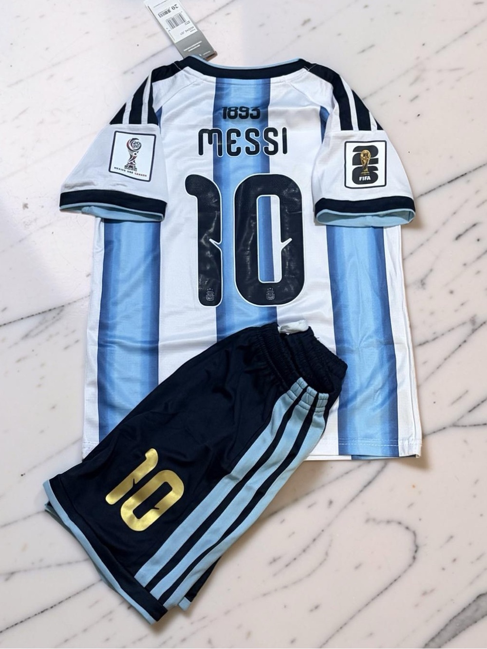 Argentina Messi #10 Soccer Jersey + Shorts Youth 2026 Home Kit
